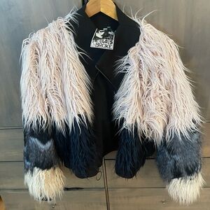 Young Fabulous & Broke Black and White Faux Fur Jacket